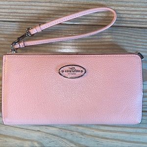 Coach Blush Pink Leather Long Wallet/Wristlet